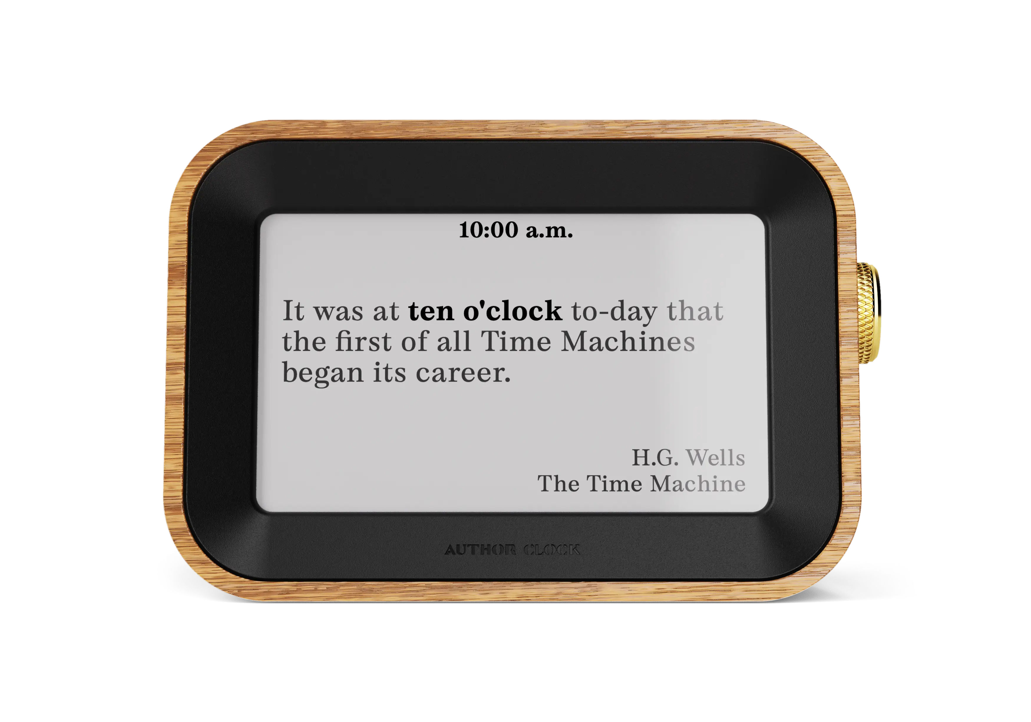 Author Clock displaying a quote by H.G Wells from The Time Machine
