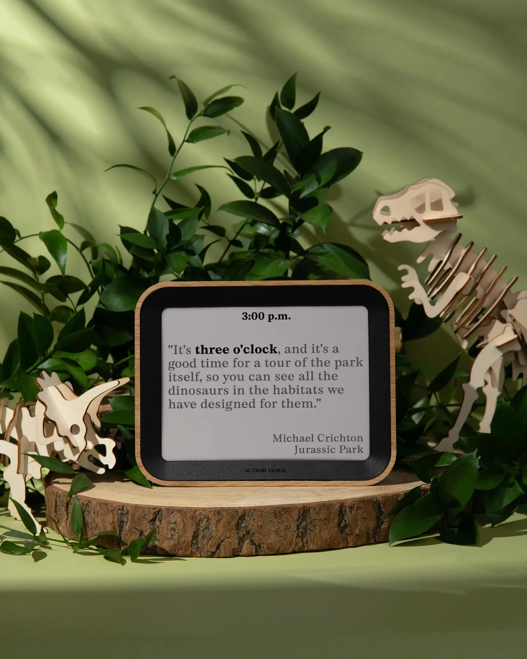 Author Clock Vol 2 displaying a quote from Jurassic Park